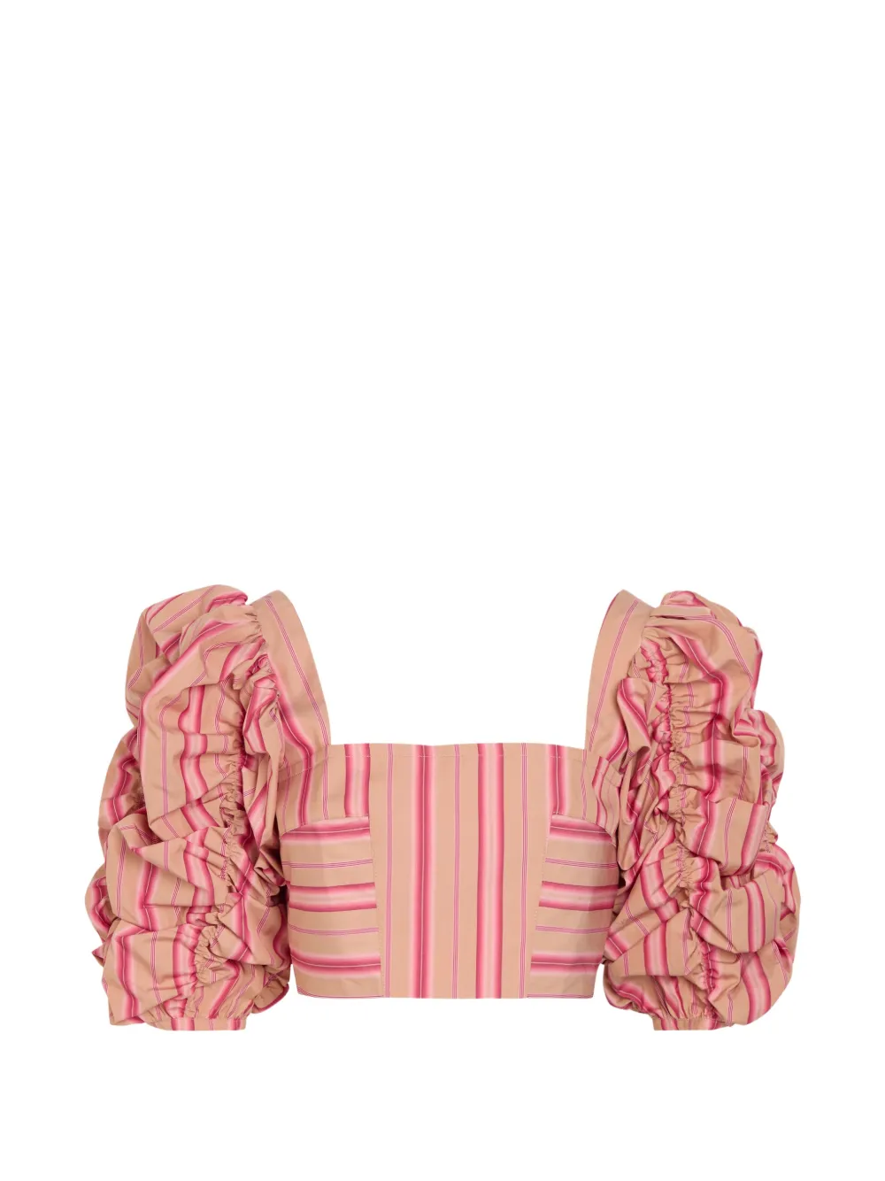 Thierry Colson Misia striped ruffled-sleeve top - Toni neutri