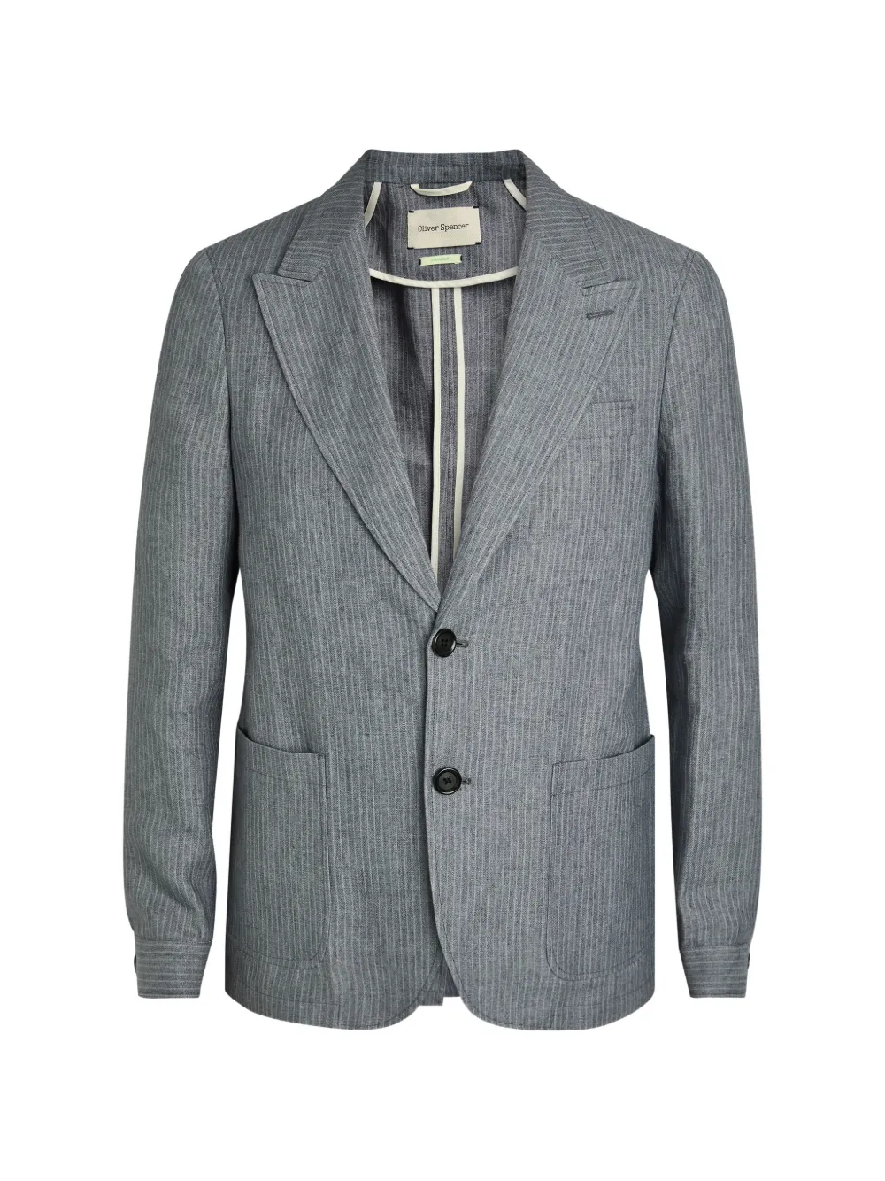 Oliver Spencer Finsbury pinstripe-pattern peak-lapel jacket - Grigio