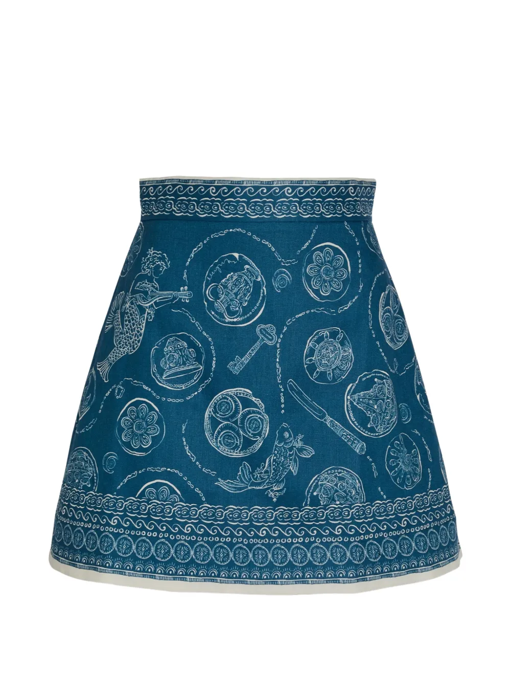 ALEMAIS Lucky graphic-print mini skirt - Blau
