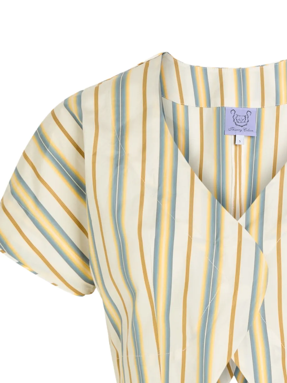  Thierry Colson Blusa Corta A Rayas - Amarillo 
