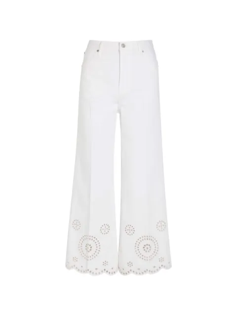 FRAME Eyelet broderie-anglaise flare trousers