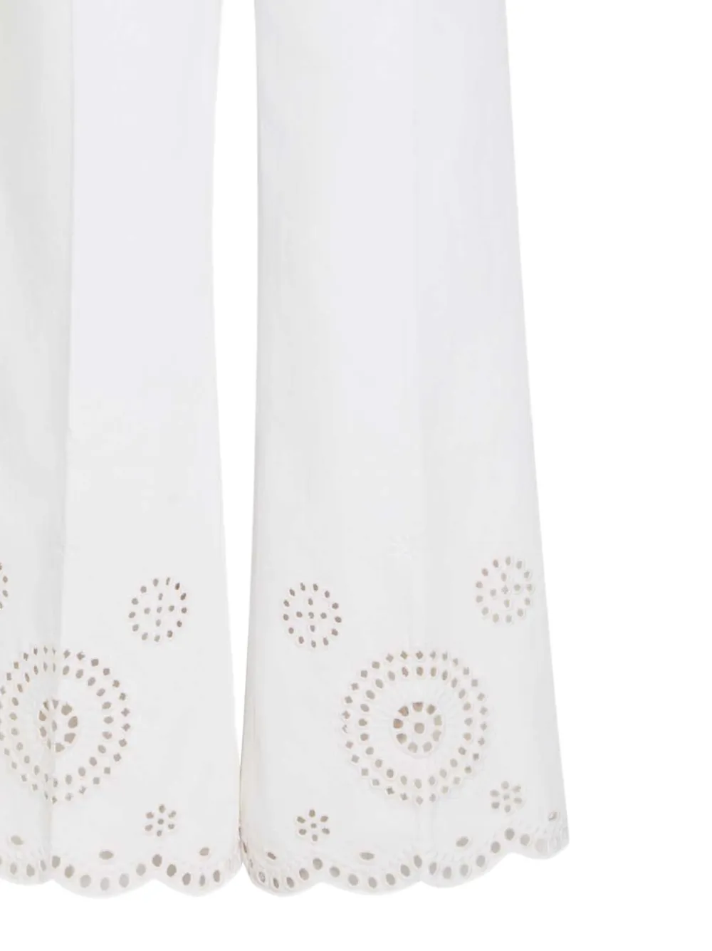 FRAME Broderie anglaise flared broek met ringlets Wit