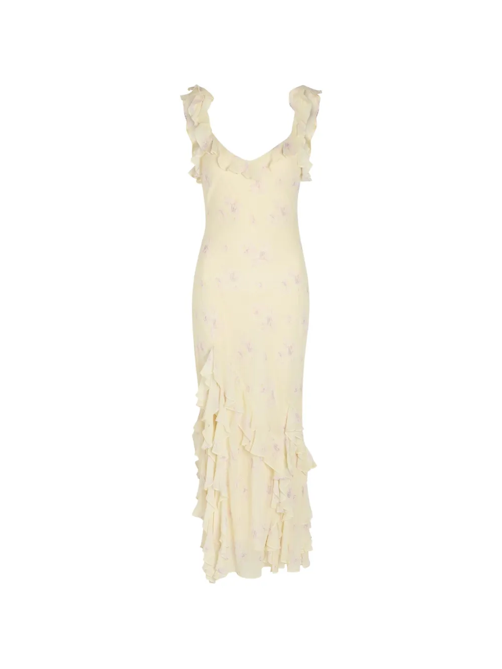 LoveShackFancy floral-print ruffled maxi dress - Gelb