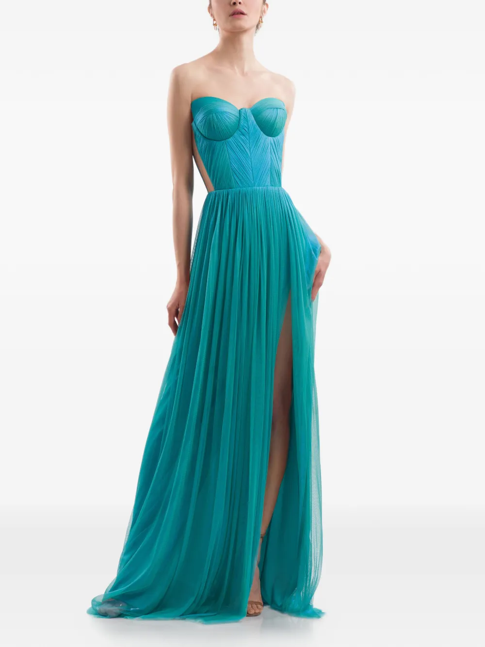 IMROSKA strapless pleated dress - Blu