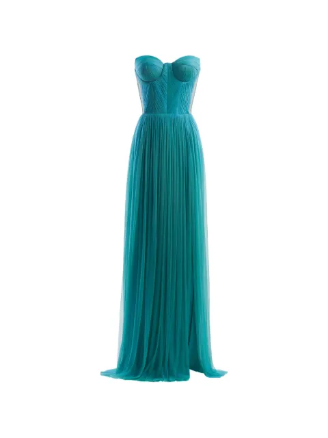 IMROSKA 20 Lace Love strapless draped maxi gown dress