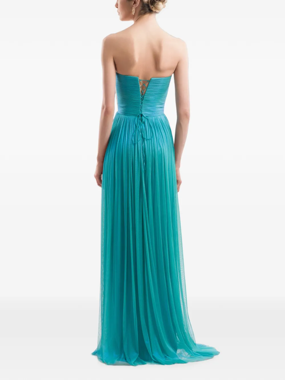 IMROSKA Strapless geplooide jurk Groen