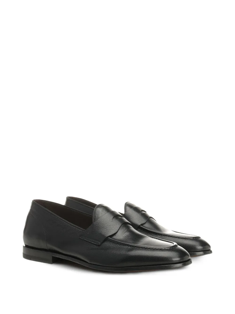 Al Duca D Aosta 1902 Athens pebble-grain leather loafers Zwart