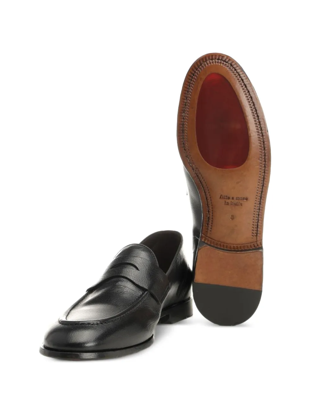 Al Duca D Aosta 1902 Athens pebble-grain leather loafers Zwart
