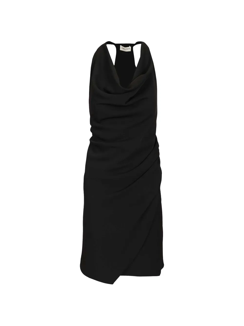 Al Duca D’Aosta 1902 cowl-neck wrap mid dress - Nero
