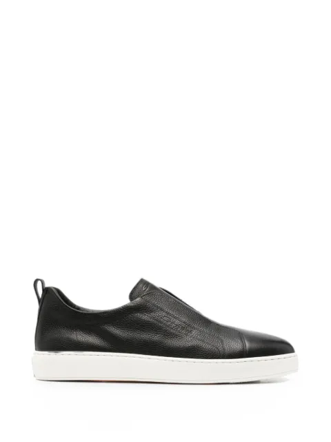 Santoni Victory slip-on grained-leather sneakers