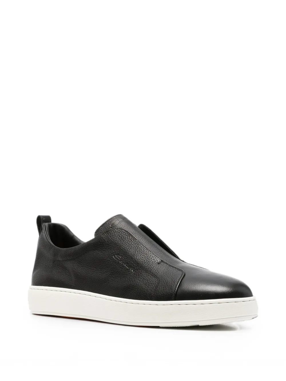 Santoni Victory slip-on grained-leather sneakers Zwart