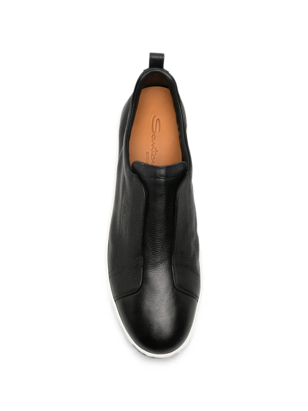 Santoni Victory slip-on grained-leather sneakers Zwart