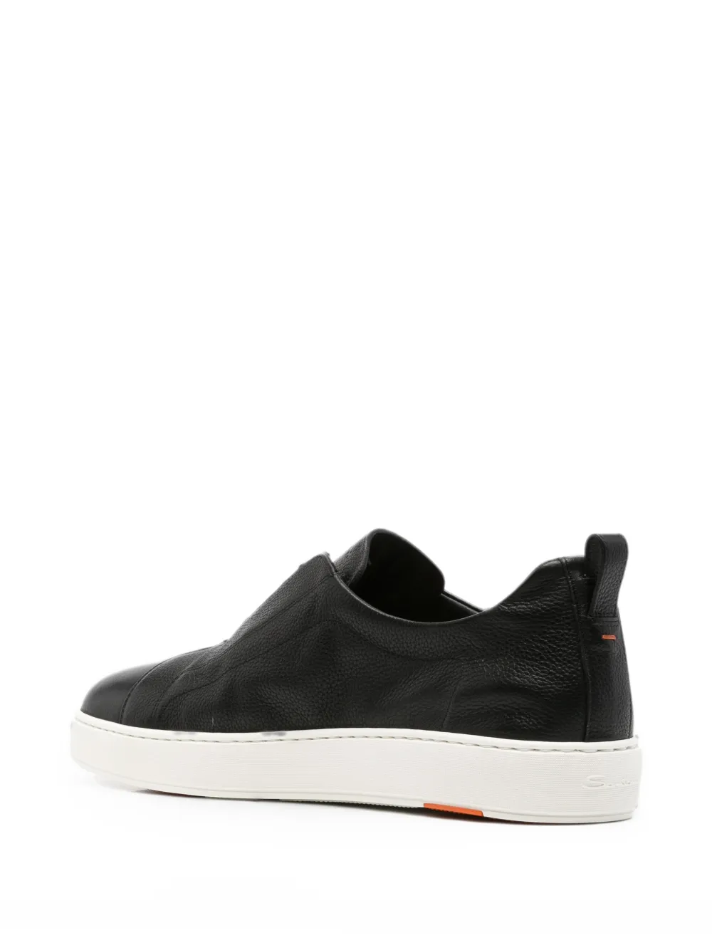 Santoni Victory slip-on grained-leather sneakers Zwart