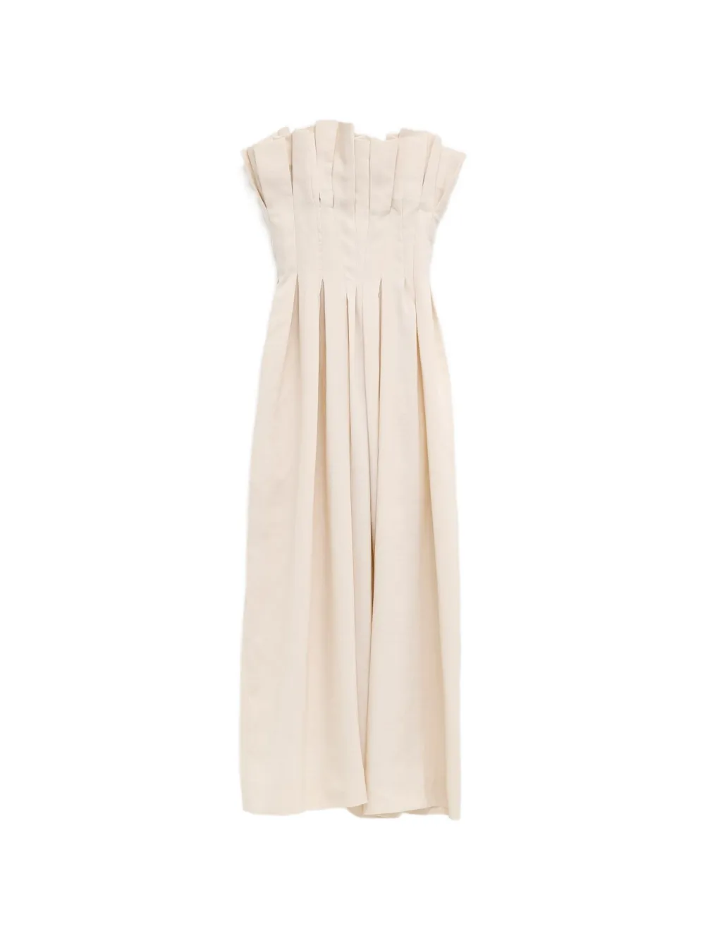 KHAITE pleated strapless midi dress - Neutrals