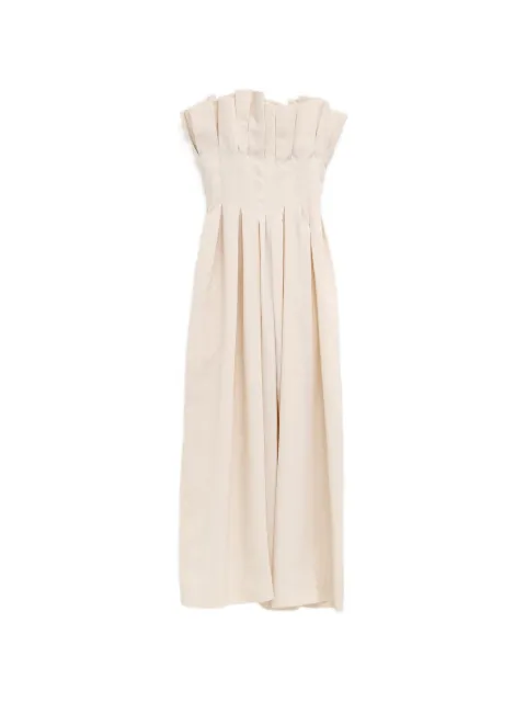 KHAITE pleated strapless midi dress