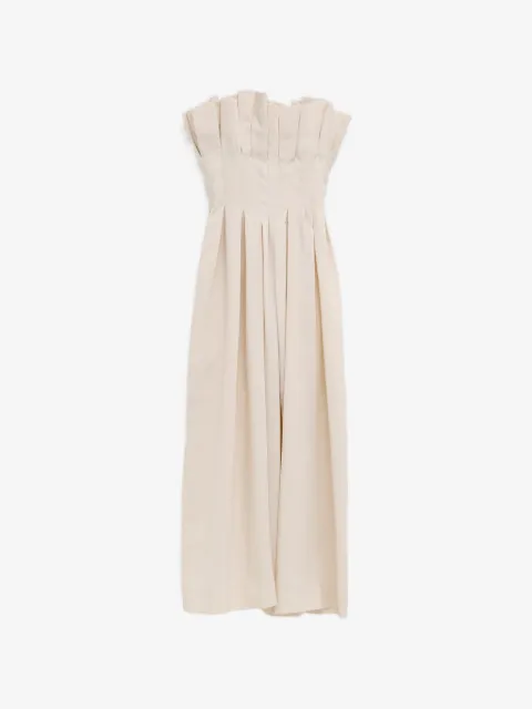KHAITE pleated strapless midi dress