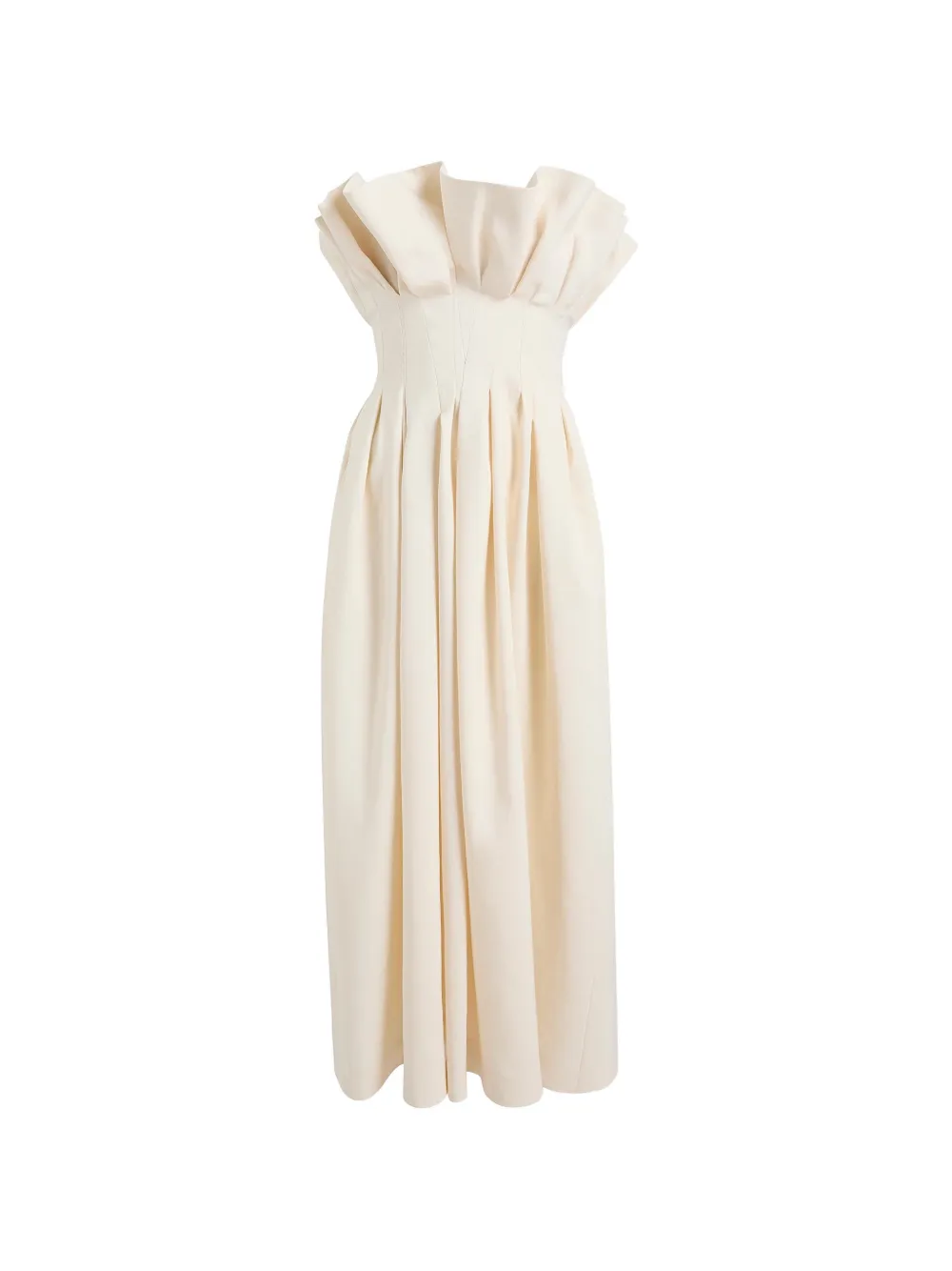 KHAITE pleated strapless midi dress - Neutrals