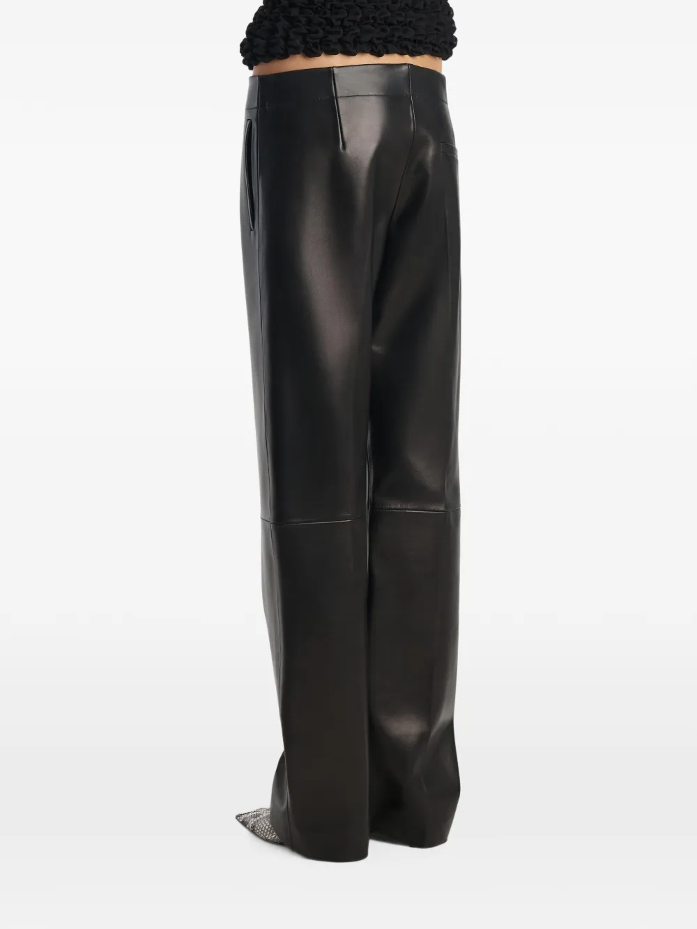 KHAITE Mita leren broek Zwart