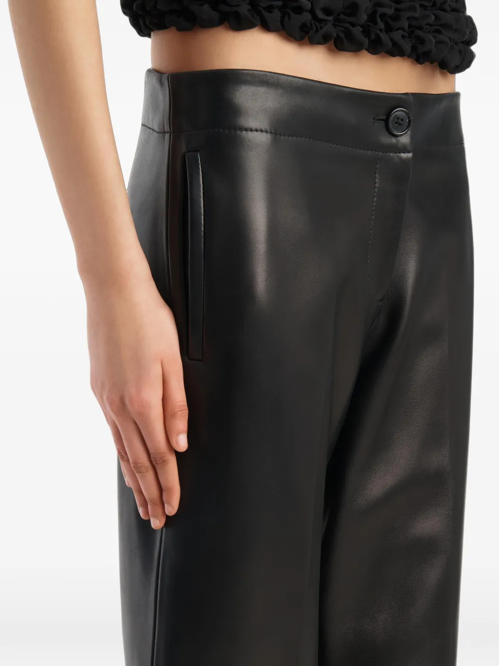 KHAITE Mita leren broek Zwart