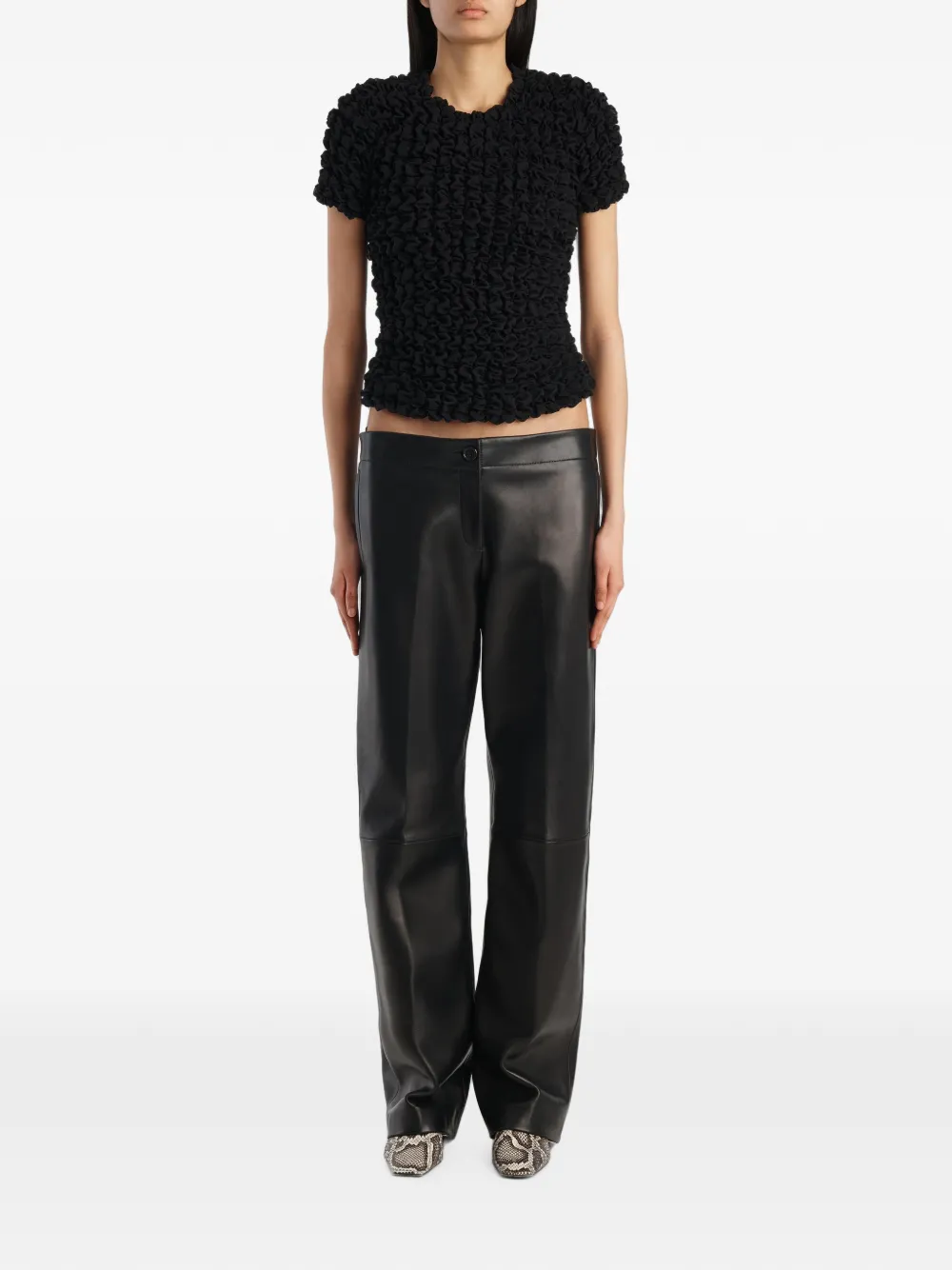 KHAITE Mita leren broek Zwart