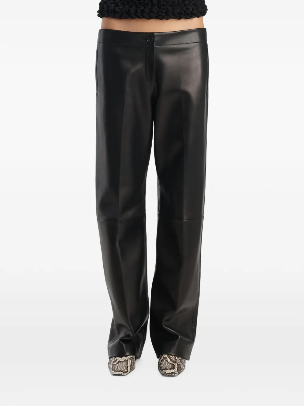 KHAITE Mita leren broek Zwart