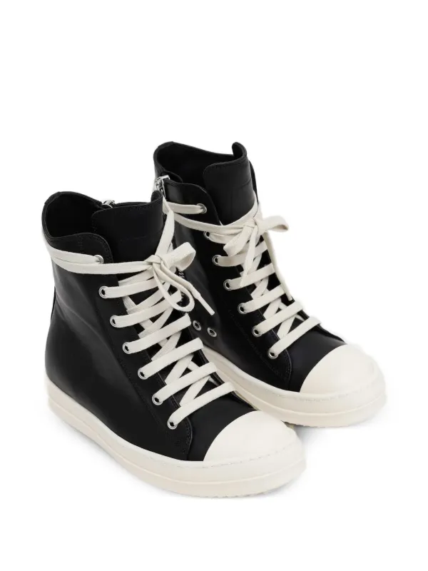 Rick Owens Tower Sneaks In black/milk/milk Full Grain Calf Leather