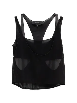 GUCCI archive ノースリーブ タンクトップ ブラック XS シルク Gucci（グッチ）ウィメンズ ベスト＆タンクトップ - FARFETCH