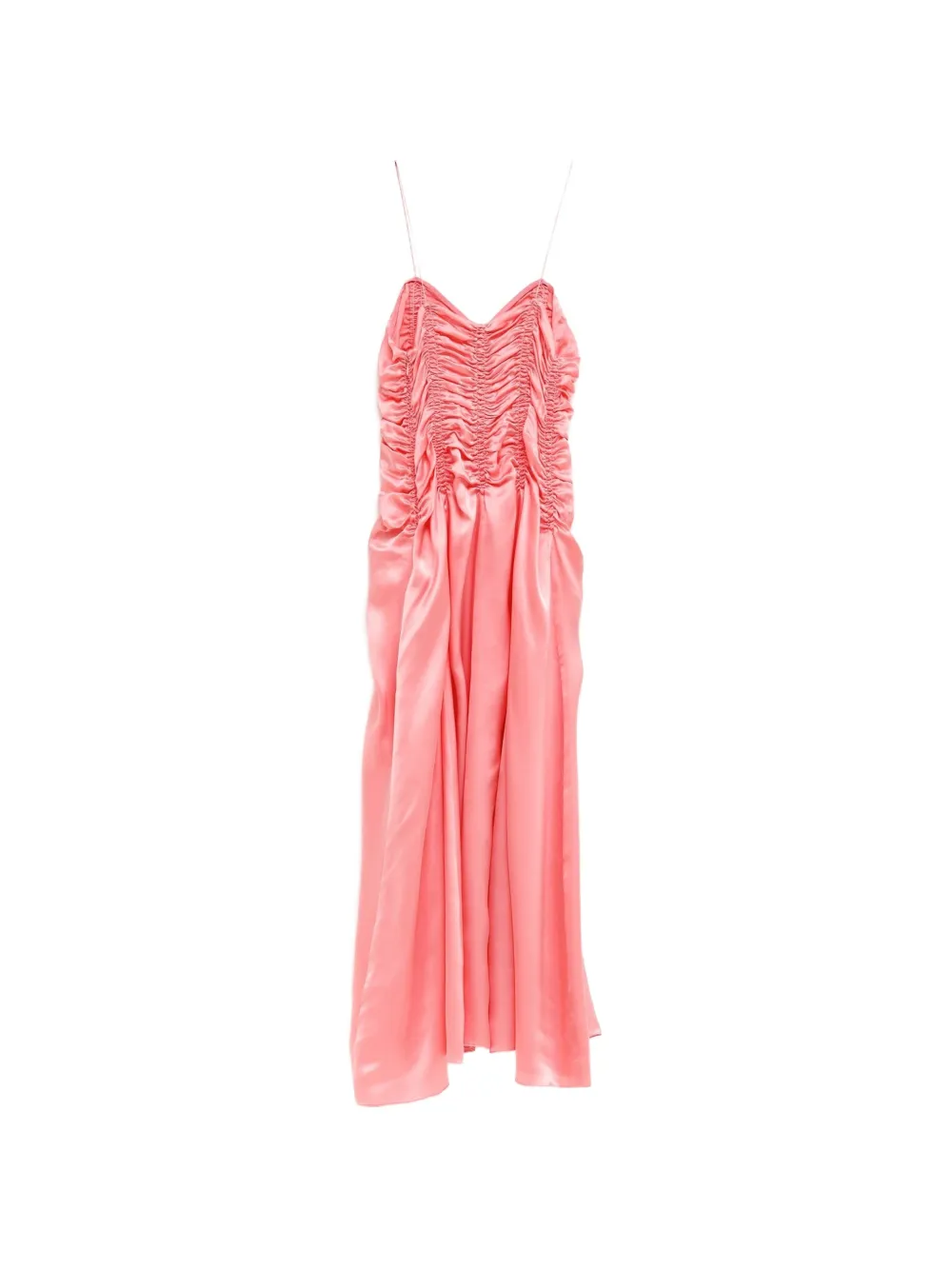 KHAITE Midi-jurk met ruches Roze