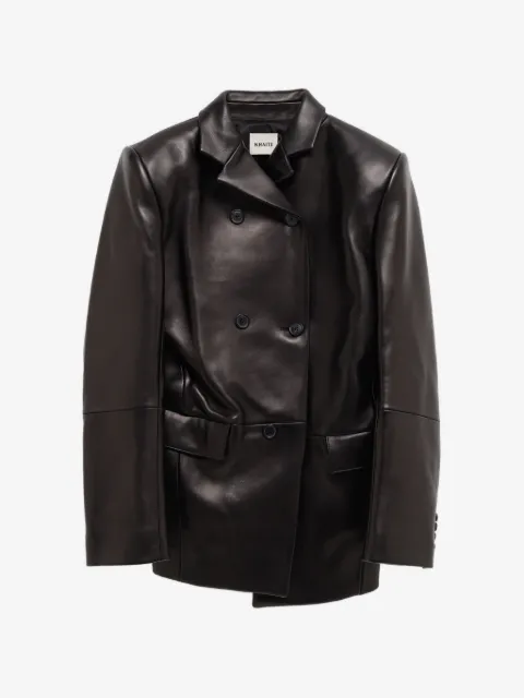 KHAITE blazer en cuir à boutonnière croisée