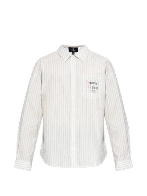 Represent striped logo-print shirt