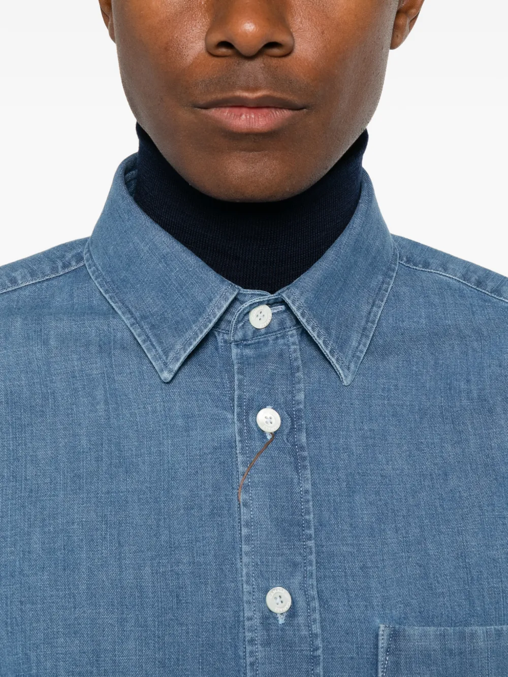 Canali Denim overhemd Blauw