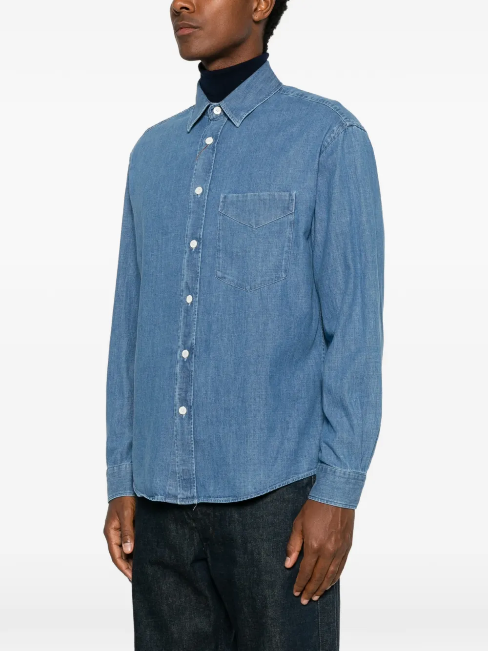 Canali Denim overhemd Blauw