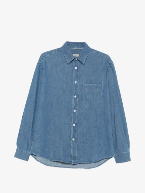 Canali chest-pocket denim shirt