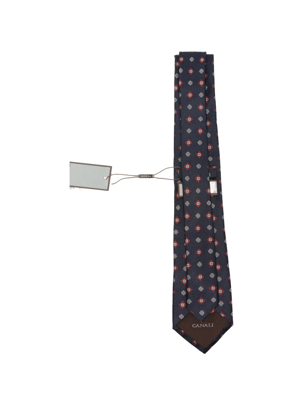 Canali Geometric-pattern Pointed-tip Tie In Black
