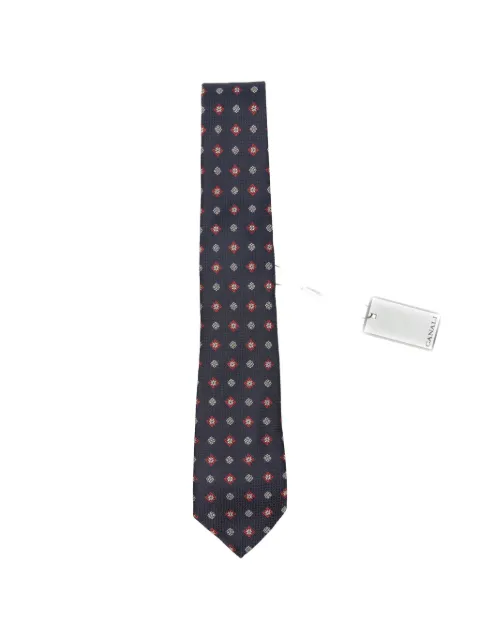 Canali geometric-pattern pointed-tip tie