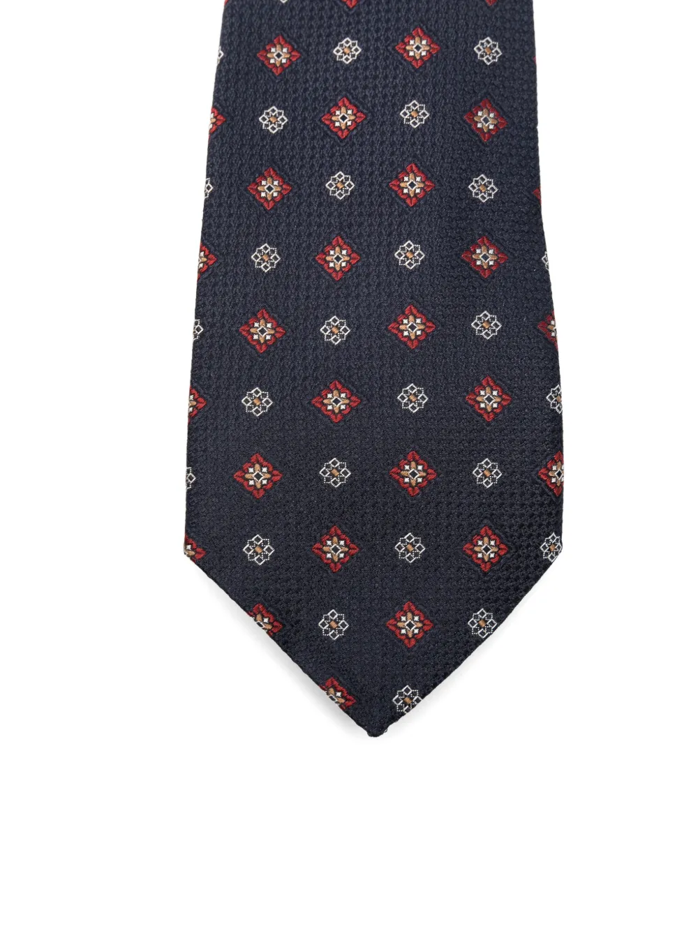 Canali Geometric-pattern Pointed-tip Tie In Black