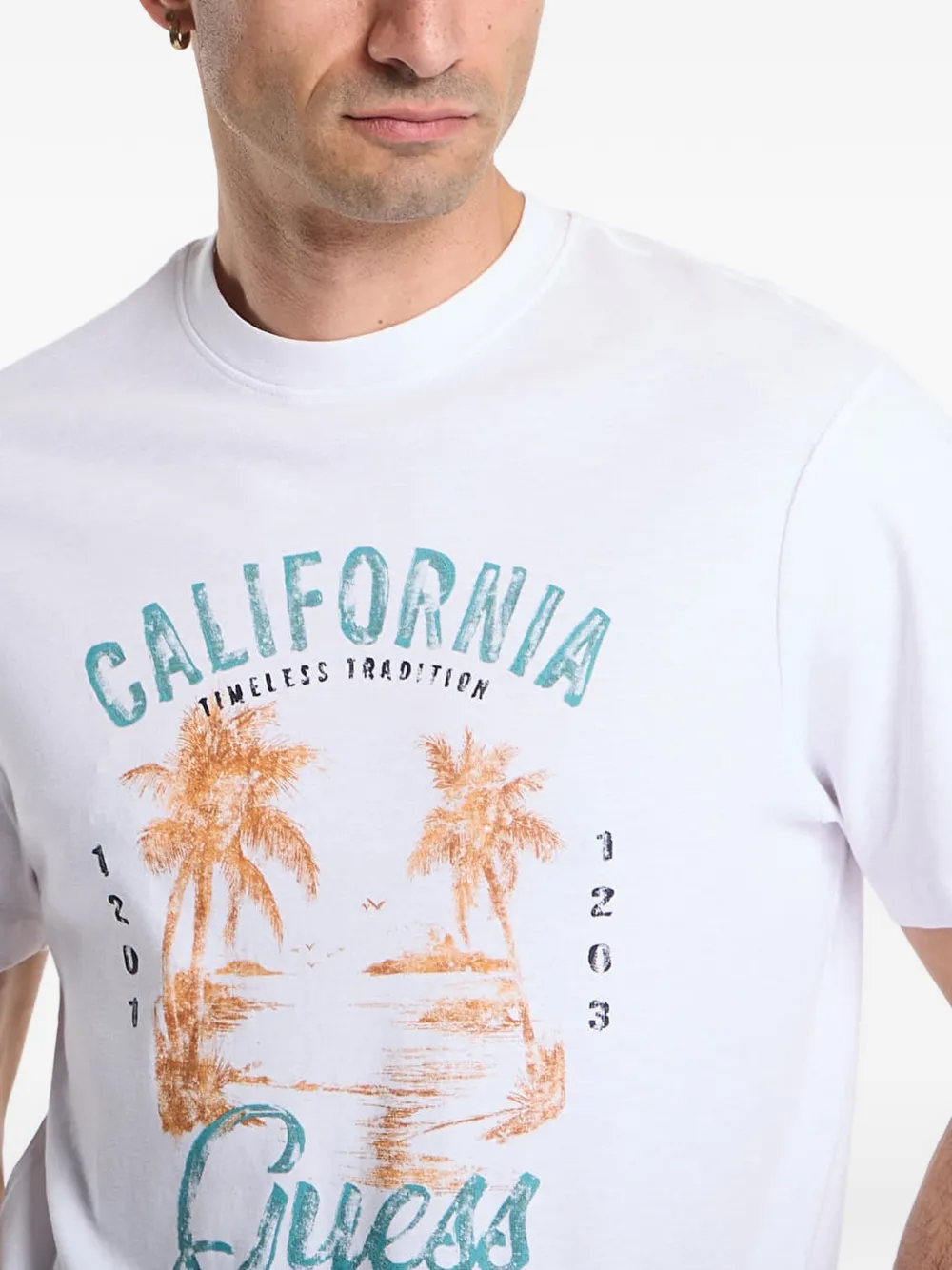 GUESS USA T-shirt met grafische print Wit
