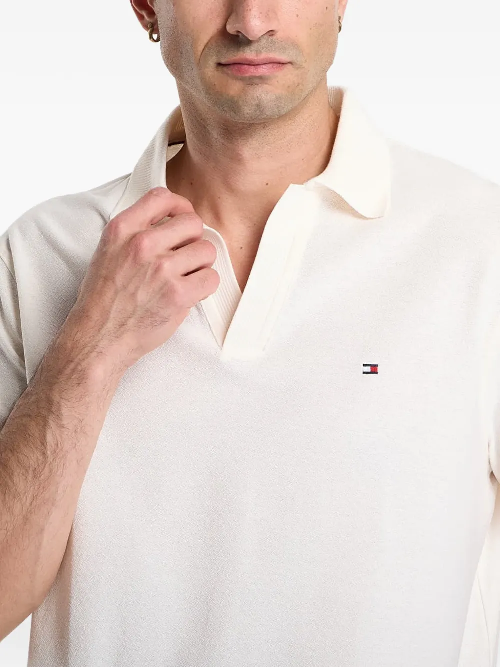 Tommy Hilfiger Crêpe poloshirt met geborduurd logo Beige