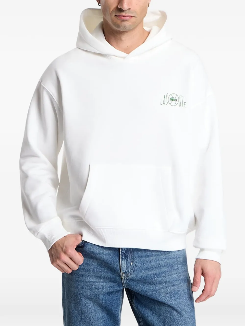 Lacoste logo-print hoodie - Bianco