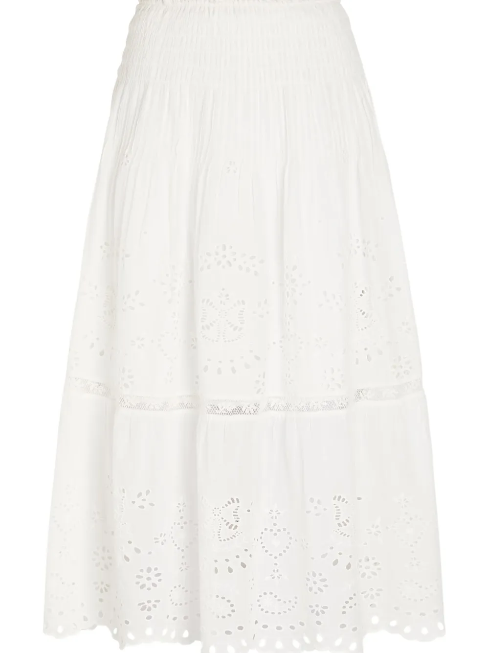  Loveshackfancy Falda Midi Mallow Acampanada - Blanco 