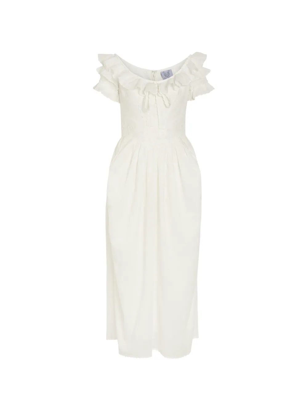 Thierry Colson Falbala ruffled midi dress - Neutrals