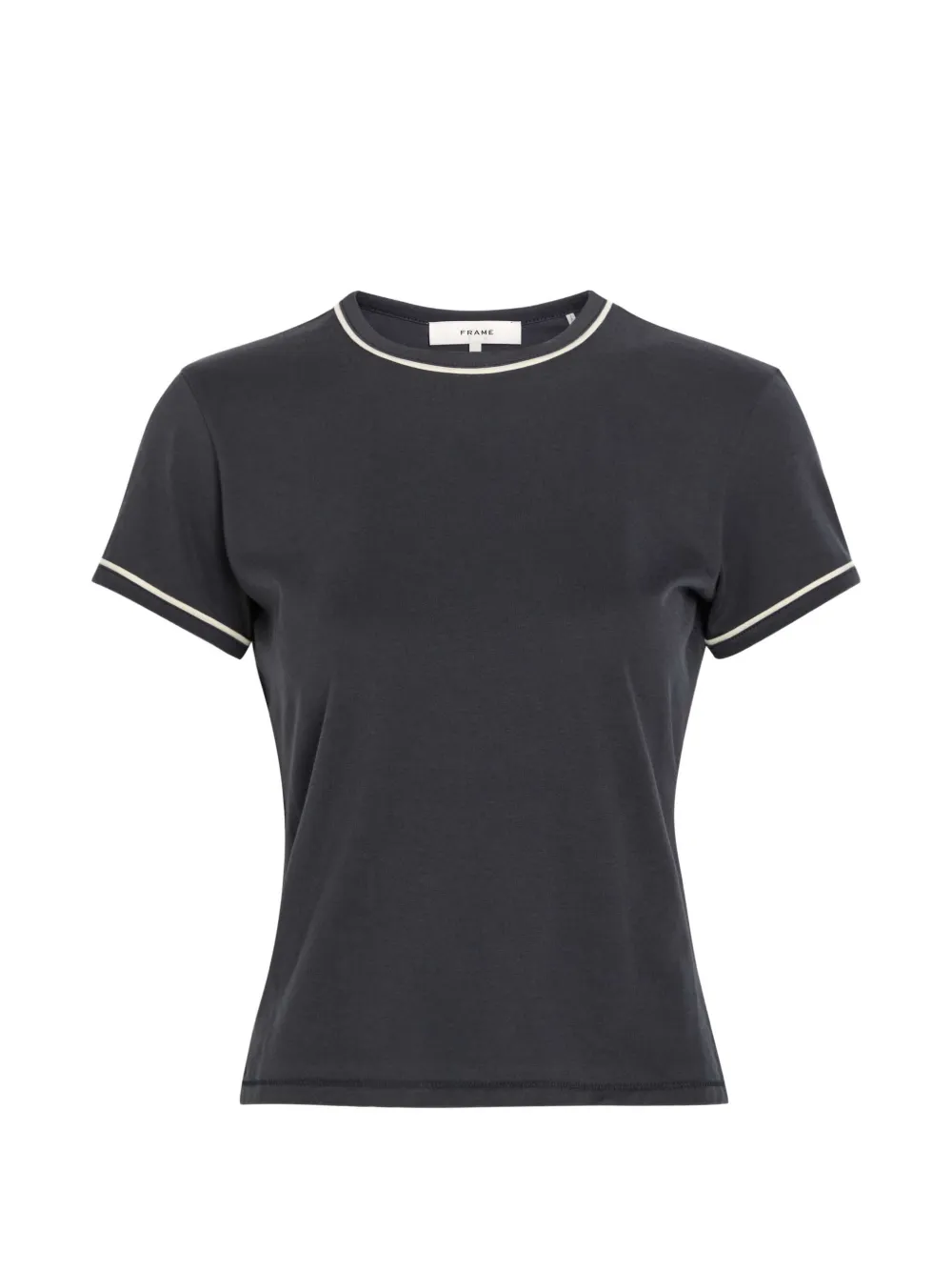 Frame The Ringer Contrast-trim T-shirt In Gray