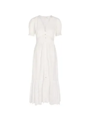 zimmermann white pleated dress Zimmermann White Dotted Chiffon Belted Pleated Midi Dress S Zimmermann