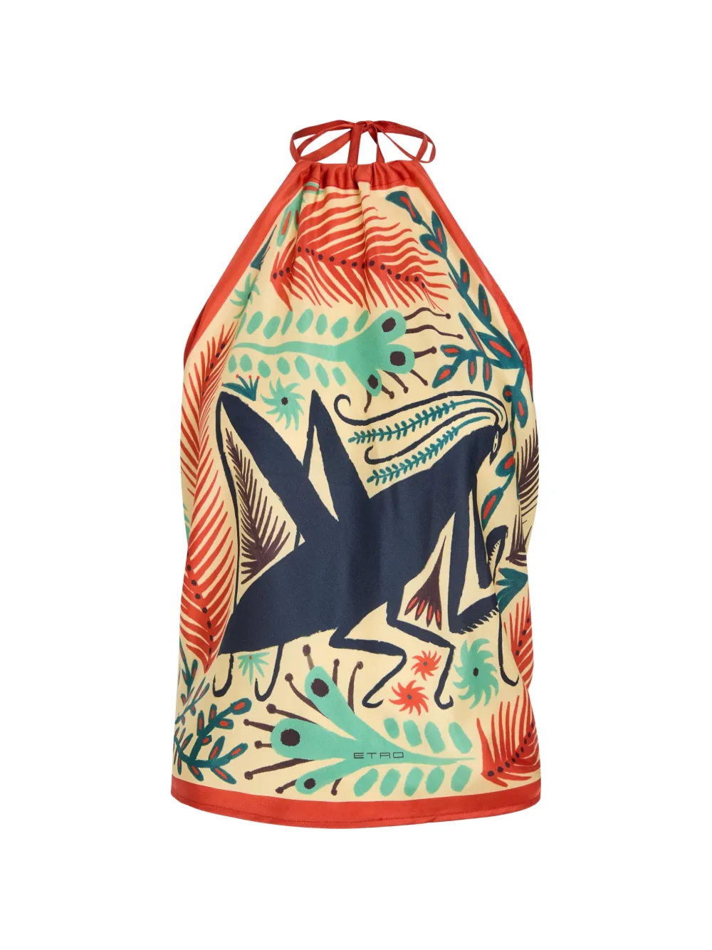 ETRO insect-print halterneck top - Rosso