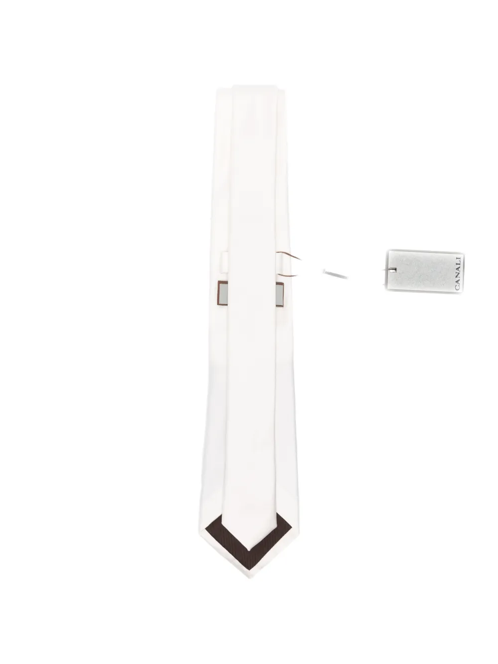 Canali Pointed-tip Tie In White
