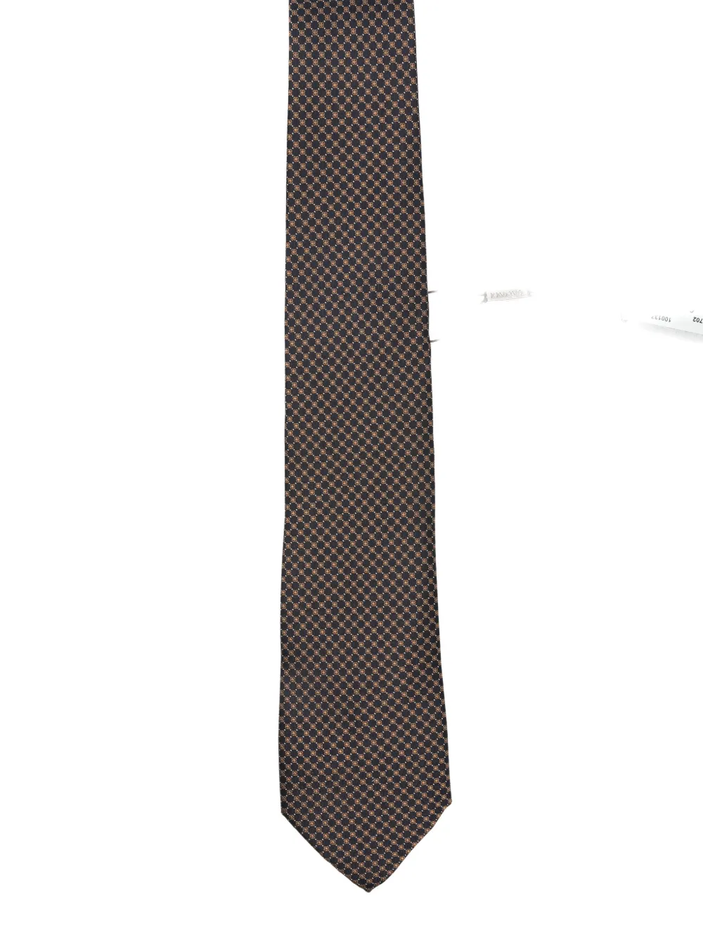 Canali Geometric-pattern Floral-motif Tie In Brown