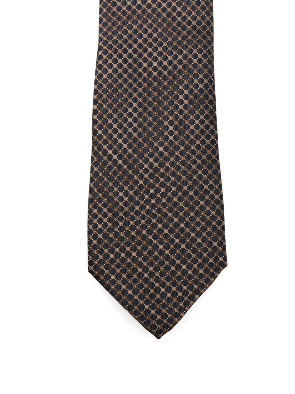 Canali Stropdas met geometrisch patroon en bloemenpatroon Bruin