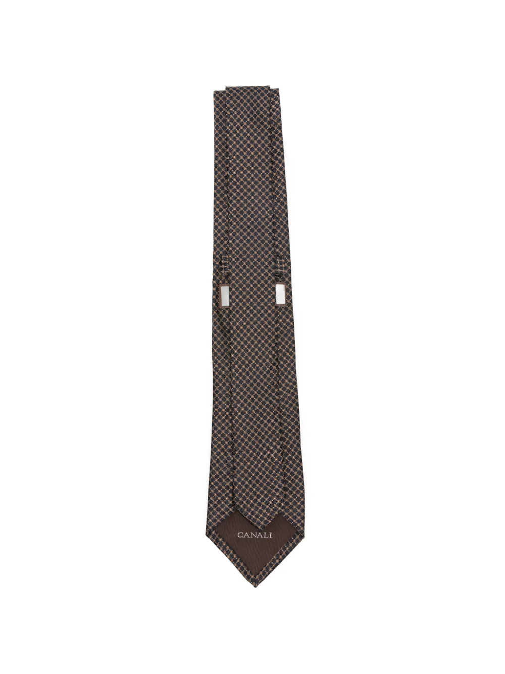 Canali Stropdas met geometrisch patroon en bloemenpatroon Bruin