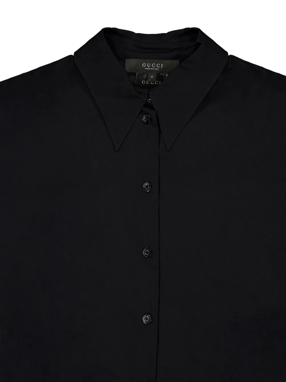 Gucci Zijde-chiffon blouse met puntkraag Zwart
