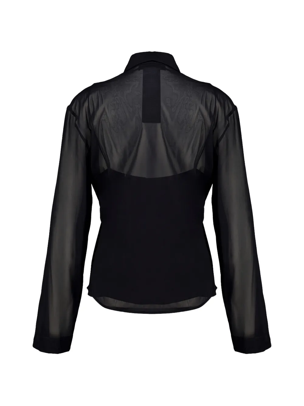 Gucci Zijde-chiffon blouse met puntkraag Zwart